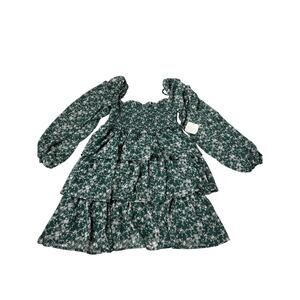 Altar’d State tiered dress green floral NWT small